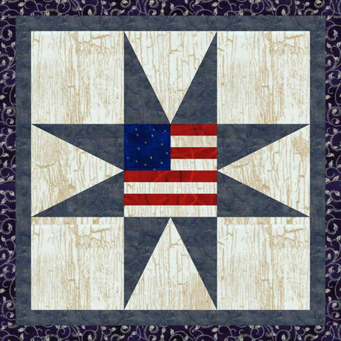 Flag Within an Eight Point Star